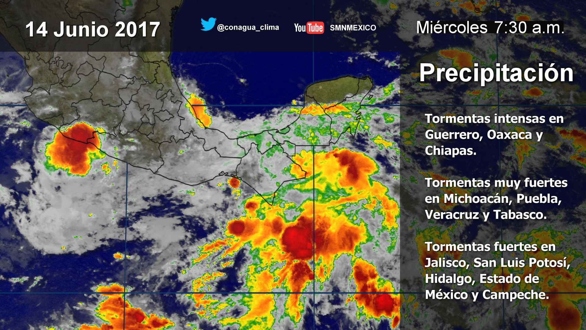 Continuarán las tormentas fuertes en el oriente, sur y sureste del país - 1406