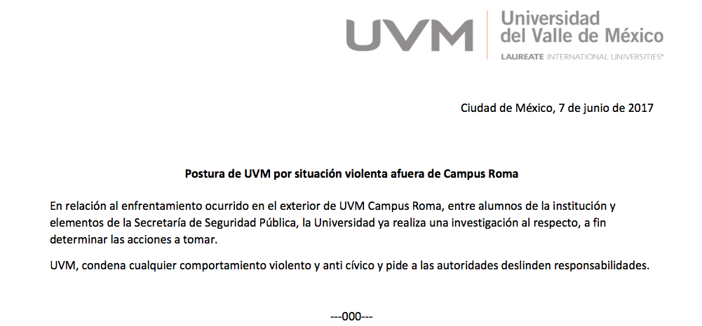 UVM Campus Roma investiga incidente entre alumnos y policías - Captura-de-pantalla-2017-06-09-a-las-9.50.33
