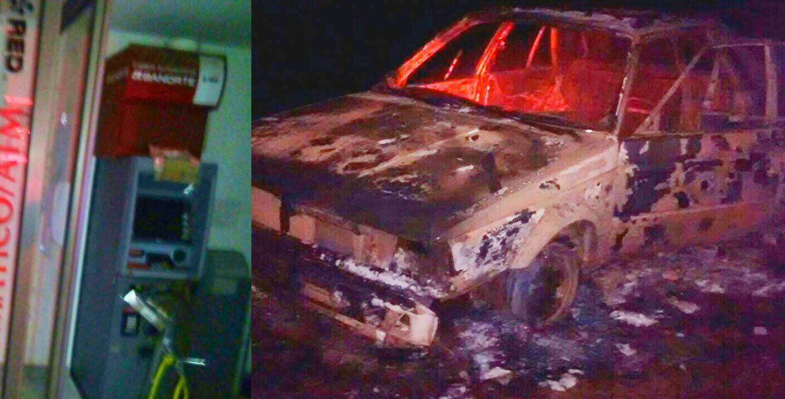 Queman auto para distraer a policías y robar cajero en Hidalgo