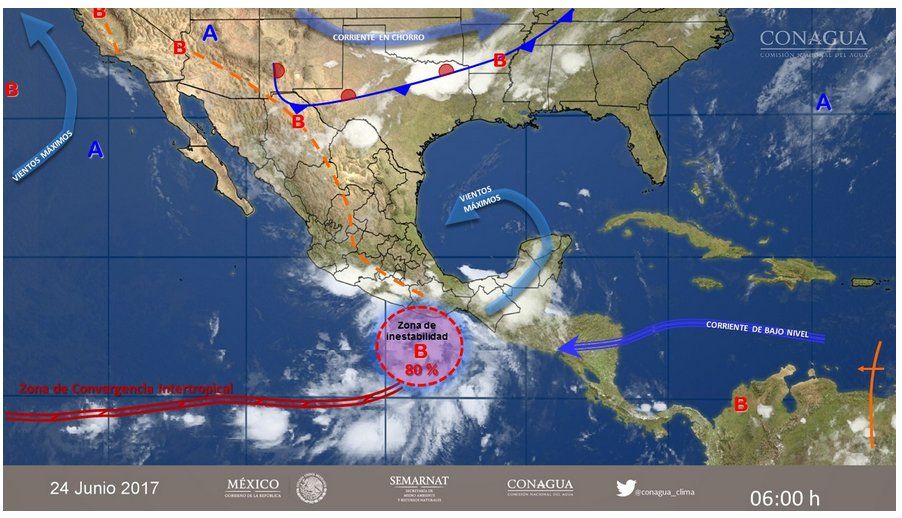 Pronostican lluvias en gran parte del país - clima-24-jun