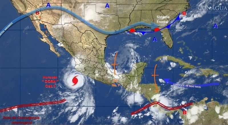 Dora se convierte en huracán categoría 1 en el Pacífico
