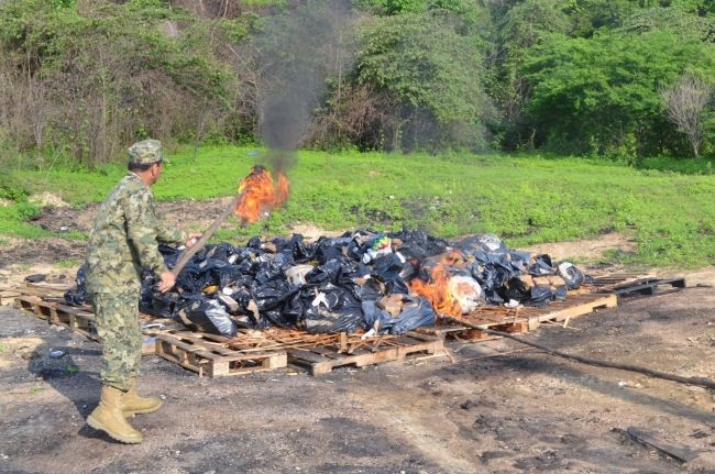 Incineran dos toneladas de cocaína en Guerrero - incineración-drogas