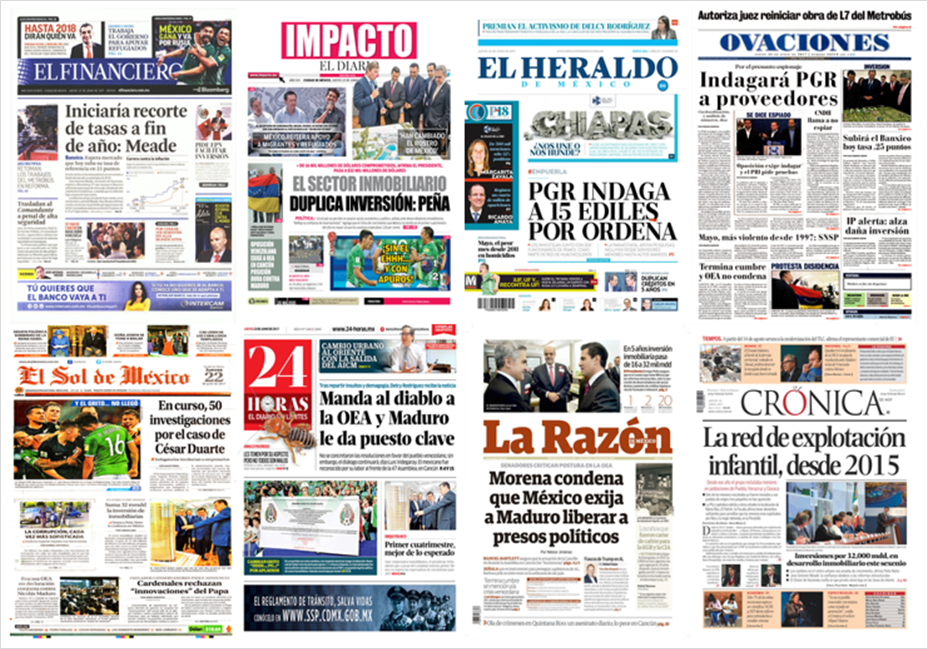 Venezuela, el Tri y Uber en primeras planas del jueves - portadas-22-jun1