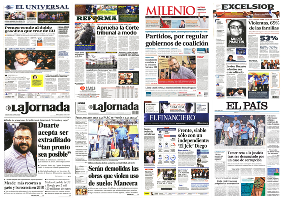 Javier Duarte y Google en primeras planas