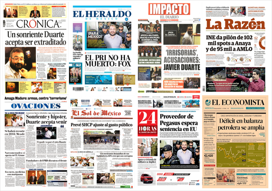 Javier Duarte y Google en primeras planas - portadas-28-jun1