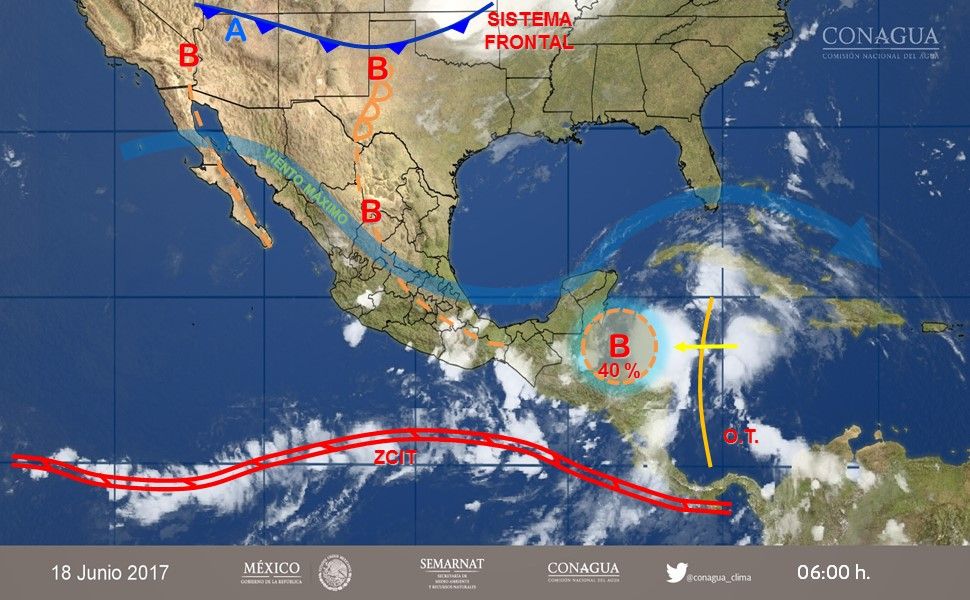 Se pronostican lluvias fuertes y actividad eléctrica en el sur y sureste del país - pronóstico-1806-2