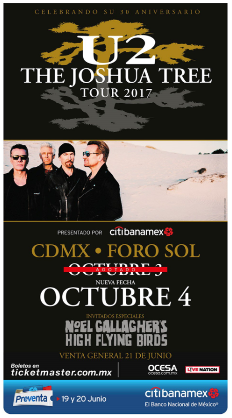 Confirman nueva fecha de U2 - u2