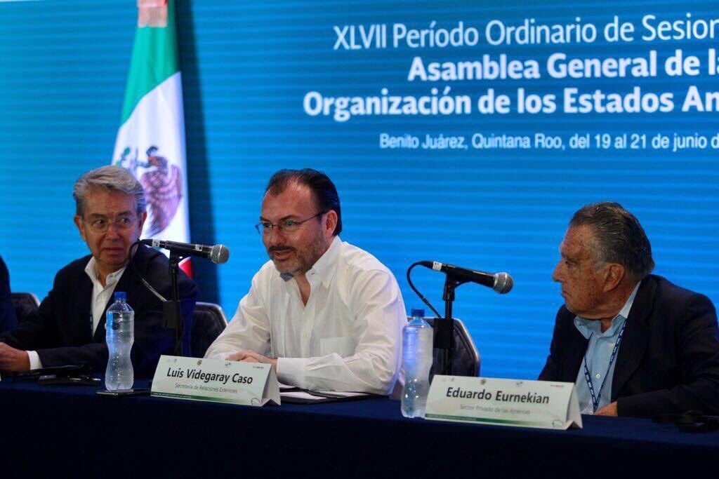 México dispuesto a colaborar para solucionar crisis en Venezuela: Videgaray - videgaray-oea2-1024x683