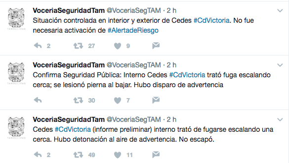 Reo intenta escapar de penal de Ciudad Victoria - vocería