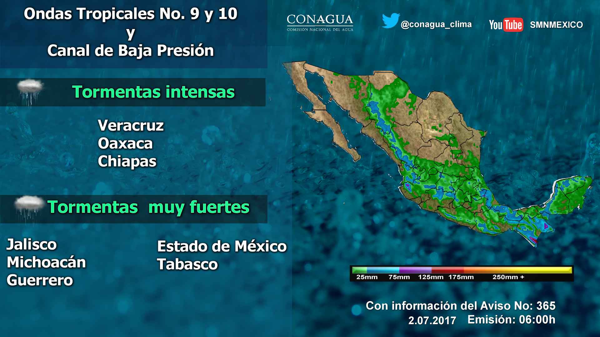 Continuarán las tormentas en gran parte del país - 0207