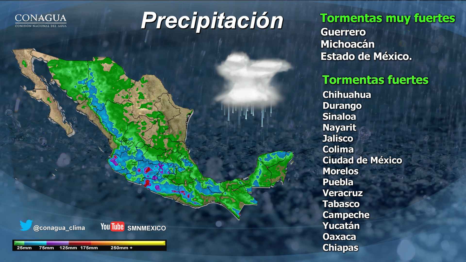 Continuarán las tormentas fuertes en varios estados del país - 0407