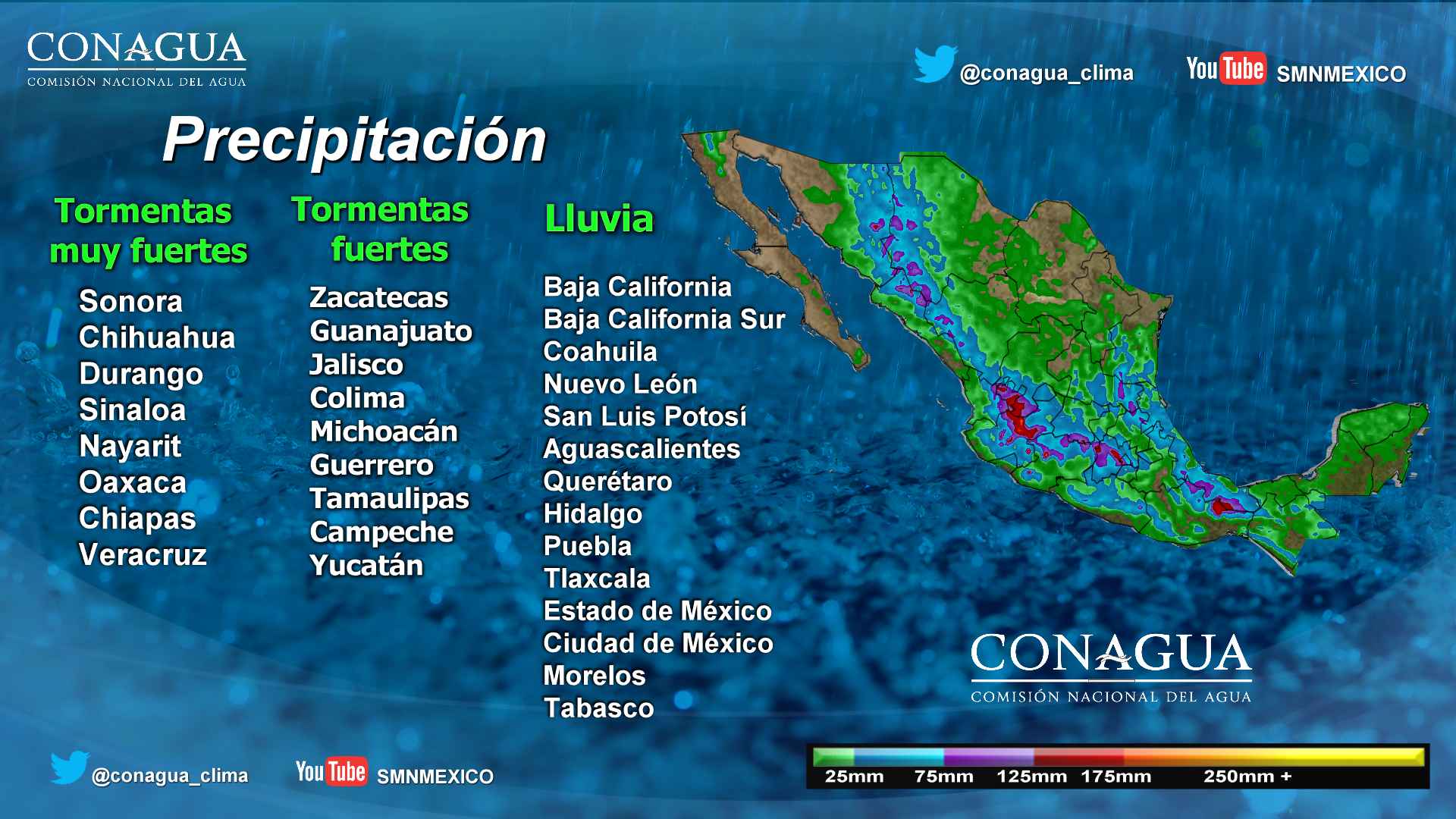 Lluvias y vientos fuertes en la mayor parte del país - 2607-2
