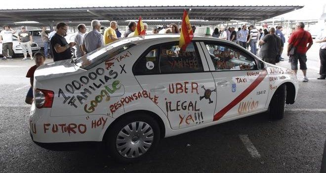 Huelga de taxistas contra Uber y Cabify en España