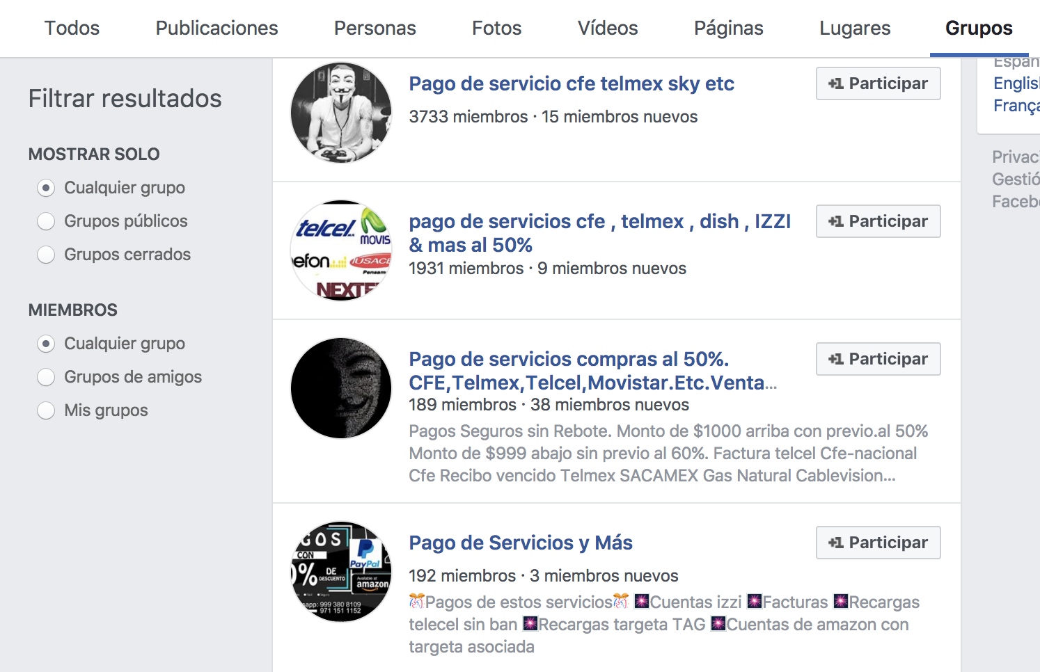 Delincuentes ofrecen pago de servicios a mitad de precio - facebook