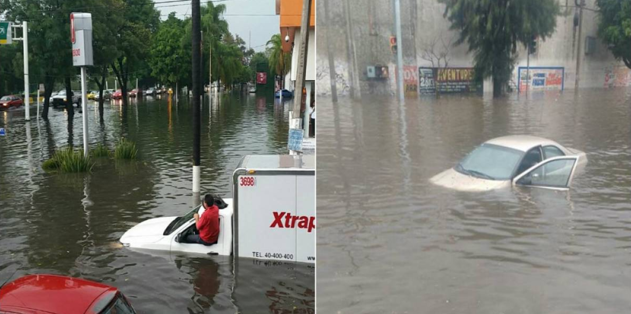 #Video Inundaciones y vehículos varados en Guadalajara