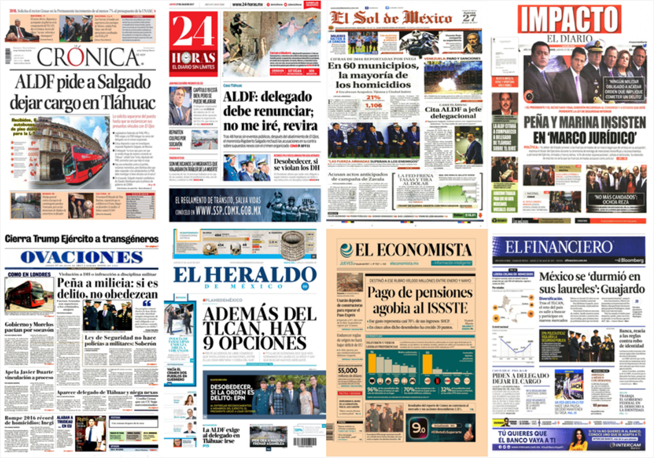 Tláhuac, EPN y Trump en primeras planas - portadas-27-jul1