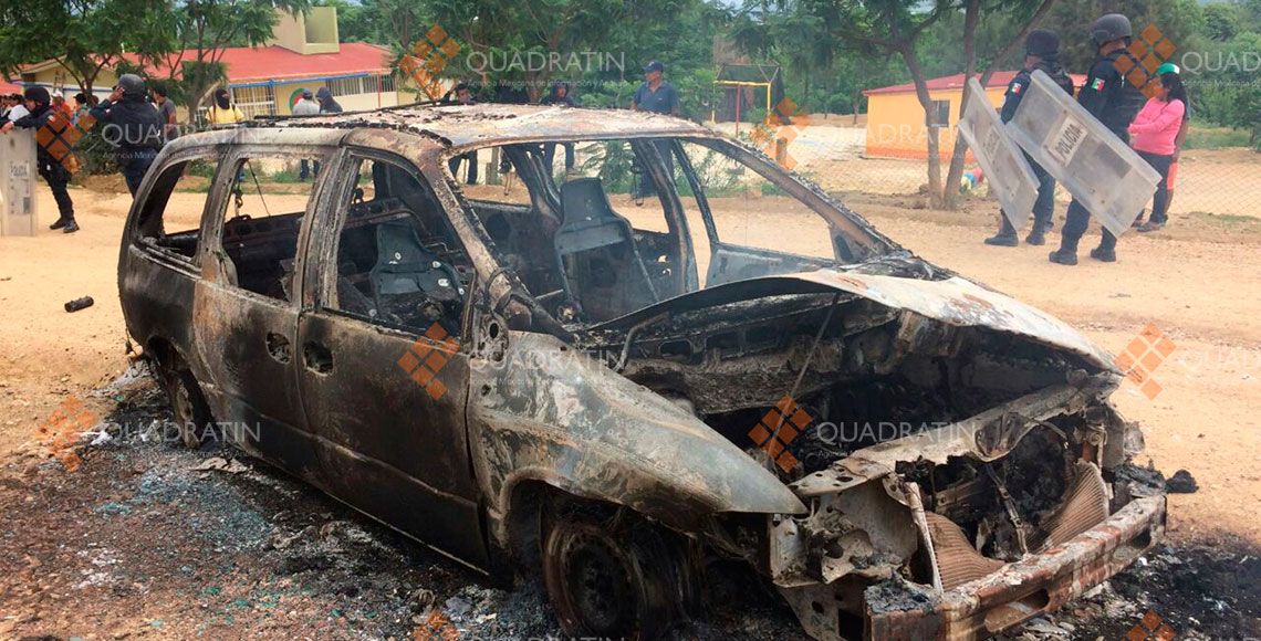 Enfrentamiento en Oaxaca deja un herido y varios vehículos quemados - seguridad_oax1
