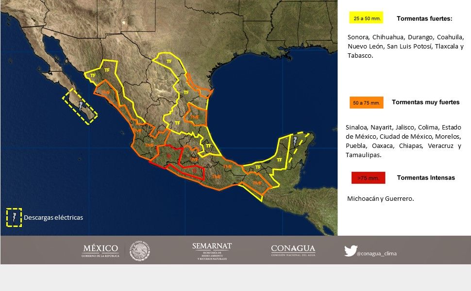Tormentas afectarán la mayor parte del país - 2808-2