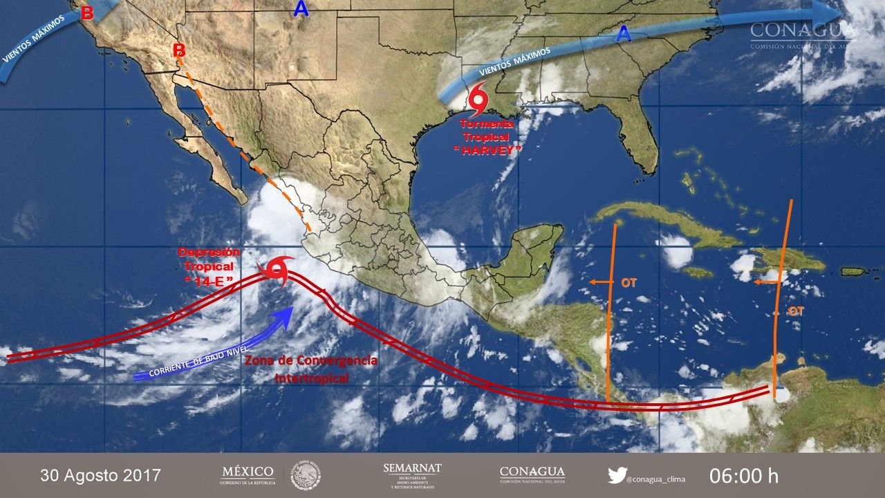Depresión tropical 14-E generará tormentas en varios estados del país - 3008-3