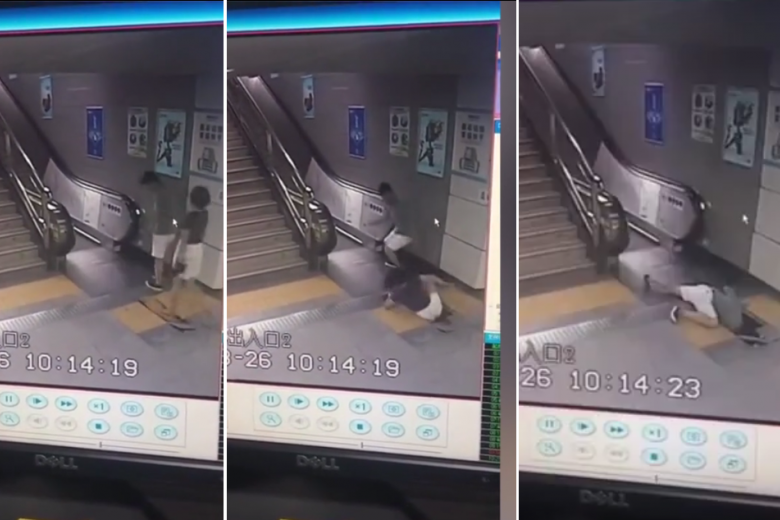 #Video Mujer cae por agujero en estación de metro en China