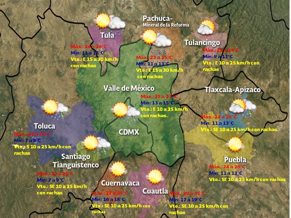 Se pronostican tormentas fuertes en el occidente y sureste del país - VDM-1408