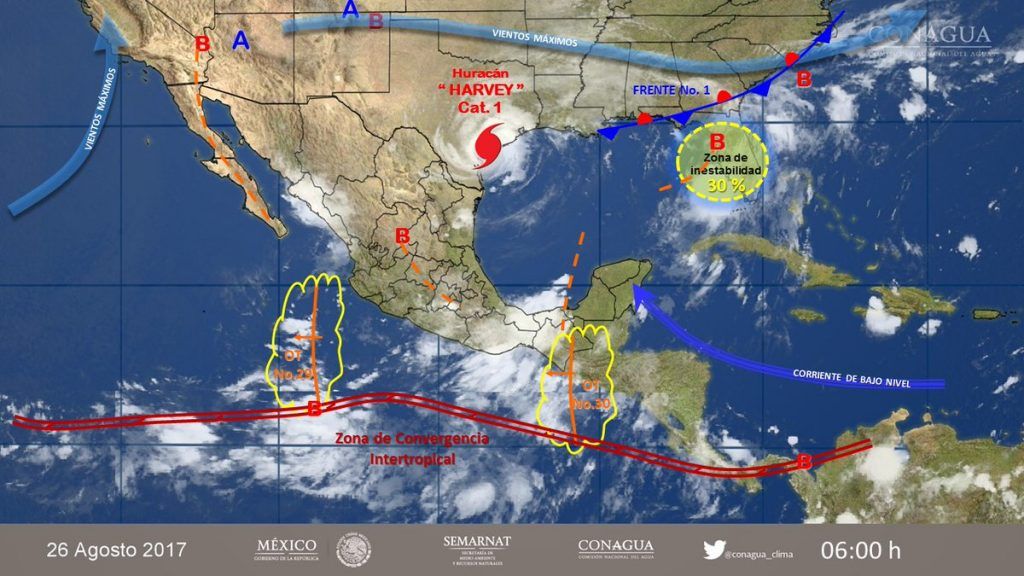 Harvey provocará lluvias en gran parte del país - clima-26-ago-1024x576