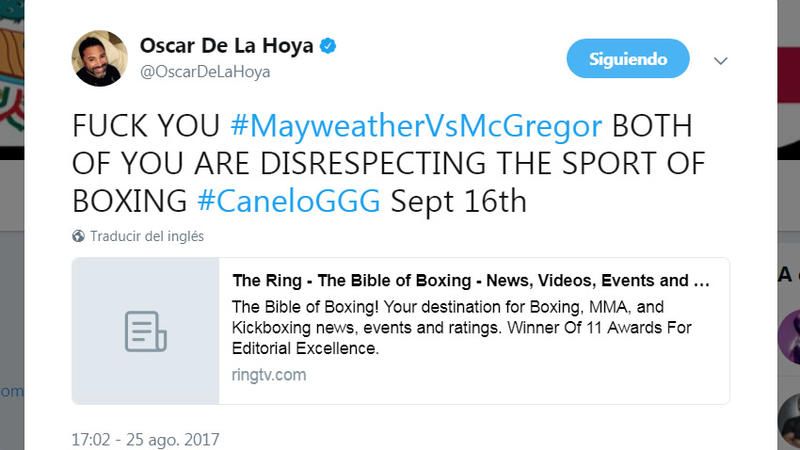 De la Hoya arremete contra pelea de Mayweather y McGregor - de-la-hoya