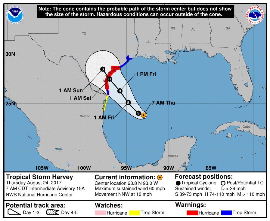 Prevén que Harvey llegue a Texas como huracán - harvey-texas