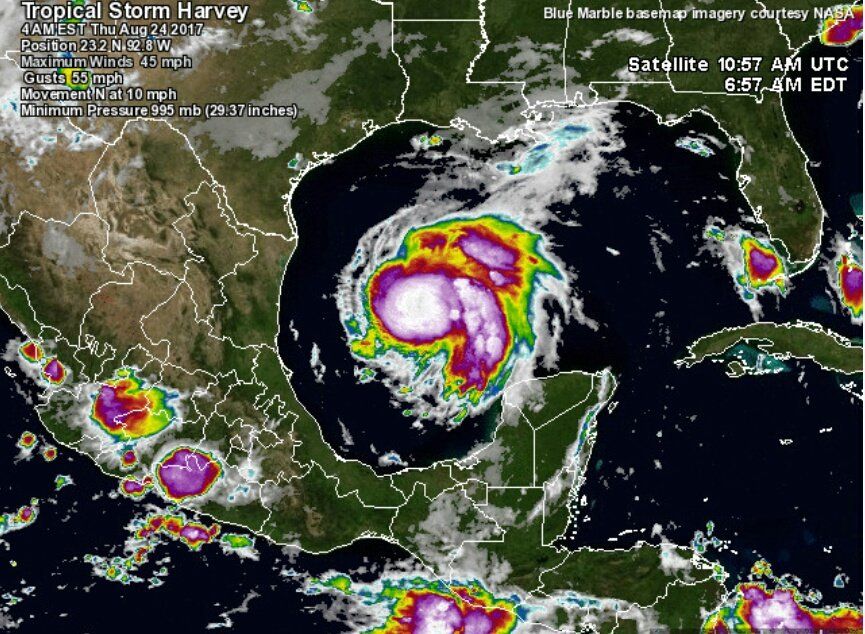 Prevén que Harvey llegue a Texas como huracán