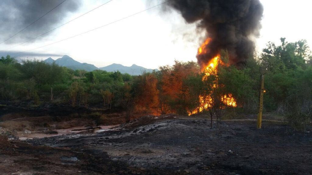 Toma clandestina ocasiona incendio de ducto de Pemex en Sinaloa