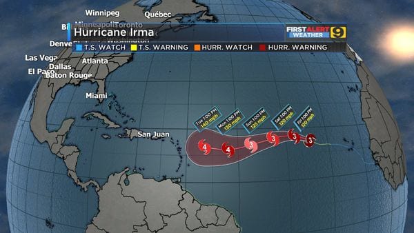 Irma se convierte en huracán categoría tres