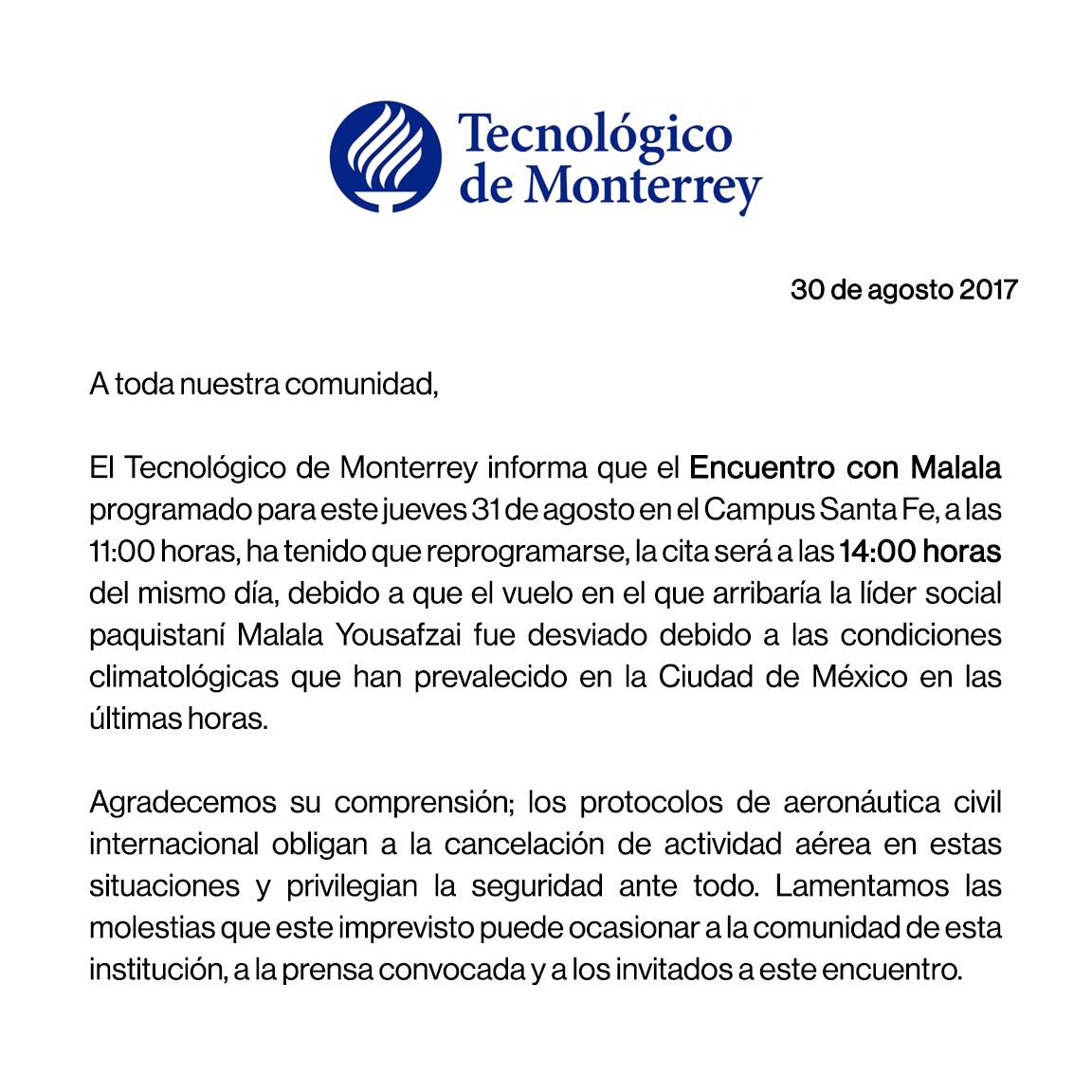 Retrasan conferencia de Malala por mal clima - malala-1