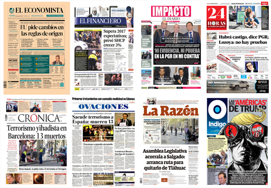 Lozoya y atentado en Barcelona en las primeras planas - periodicos-2