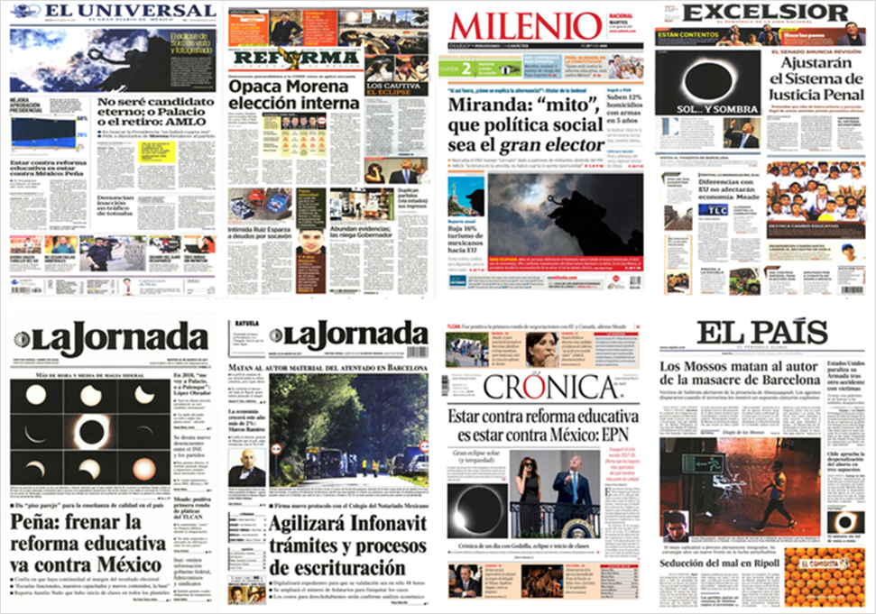EPN, eclipse, Barcelona y Trump en primeras planas