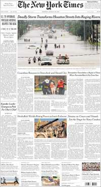 Trump, SRE y Harvey en primeras planas - portadas-28-ago-nyt