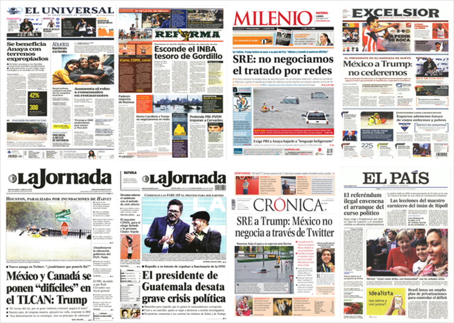 Trump, SRE y Harvey en primeras planas