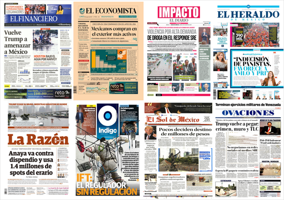 Trump, SRE y Harvey en primeras planas - portadas-28-ago1