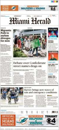 Pobreza en México, lluvias y Harvey en primeras planas - portadas-31-ago-miami-h