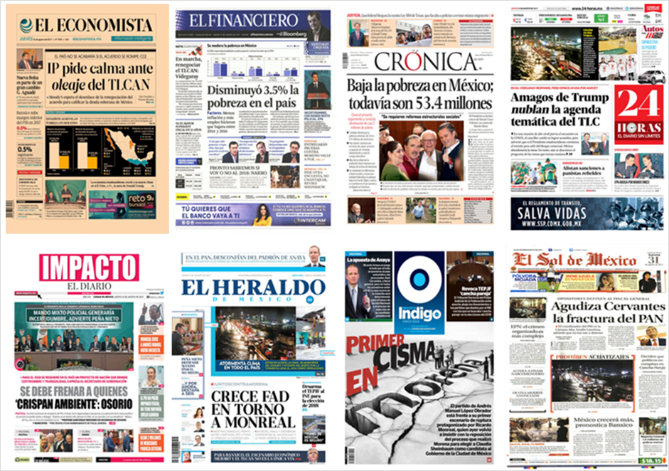 Pobreza en México, lluvias y Harvey en primeras planas - portadas-31-ago1