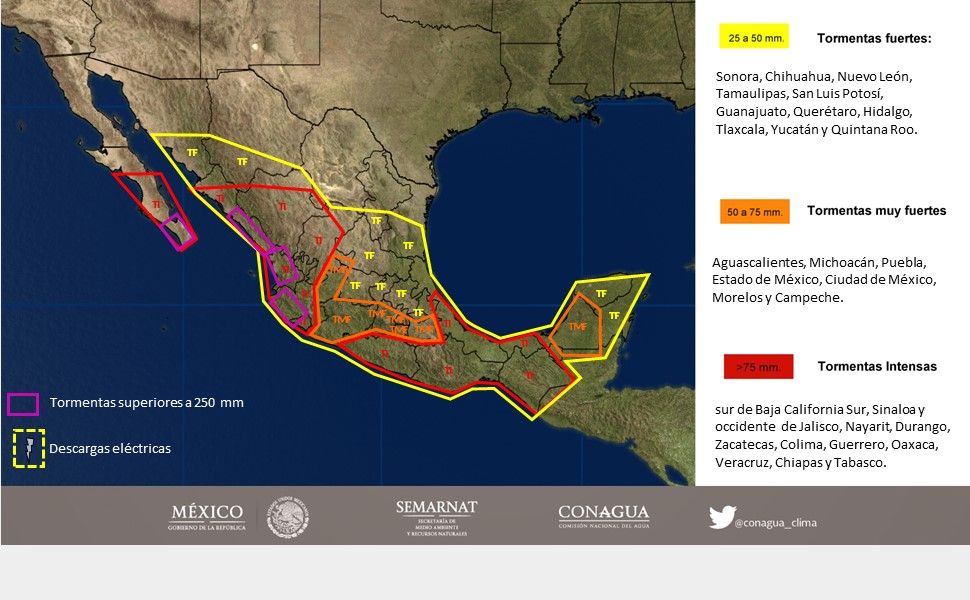 Se esperan lluvias y tormentas en todo el país - 0109-2