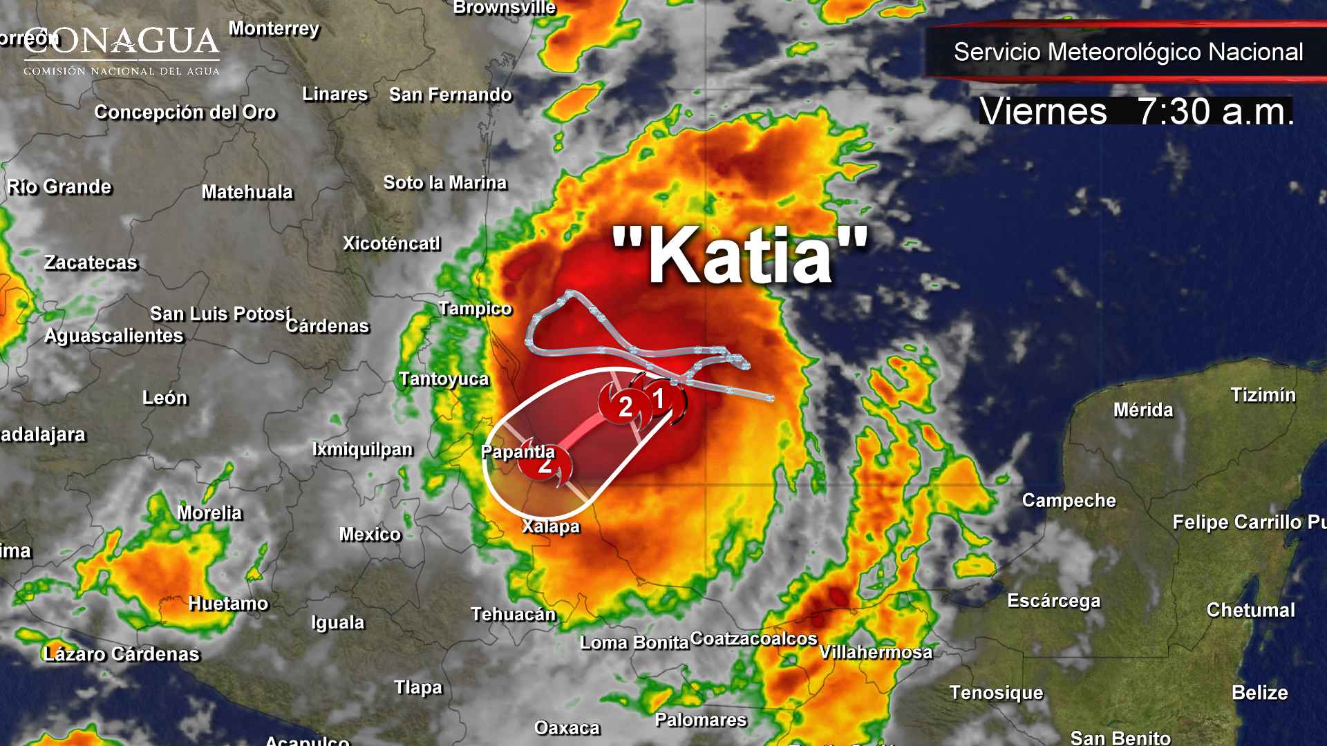 Katia mantendrá las tormentas fuertes en todo el país - 08092