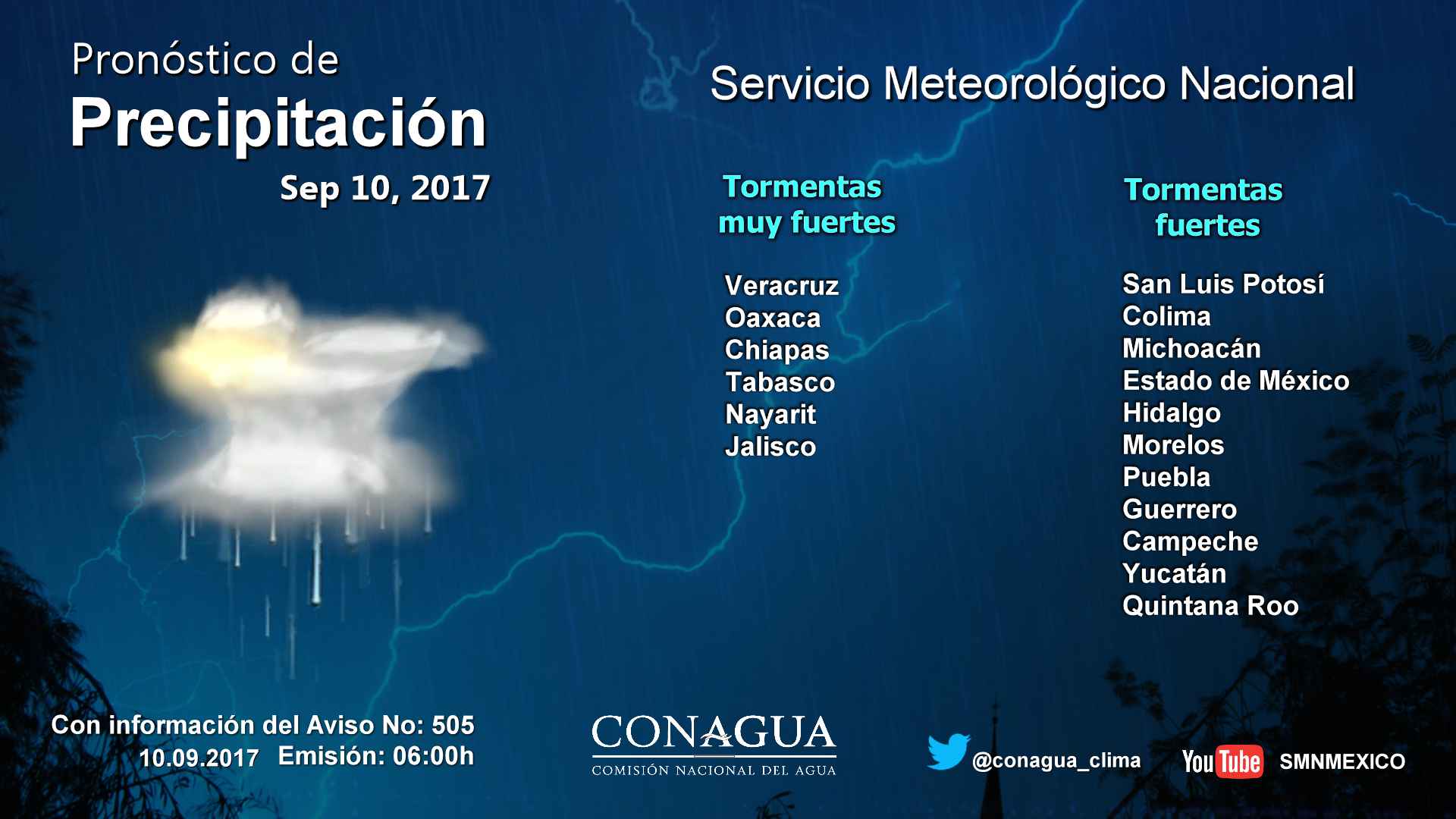 Tormentas afectarán la mayor parte del país - 1009