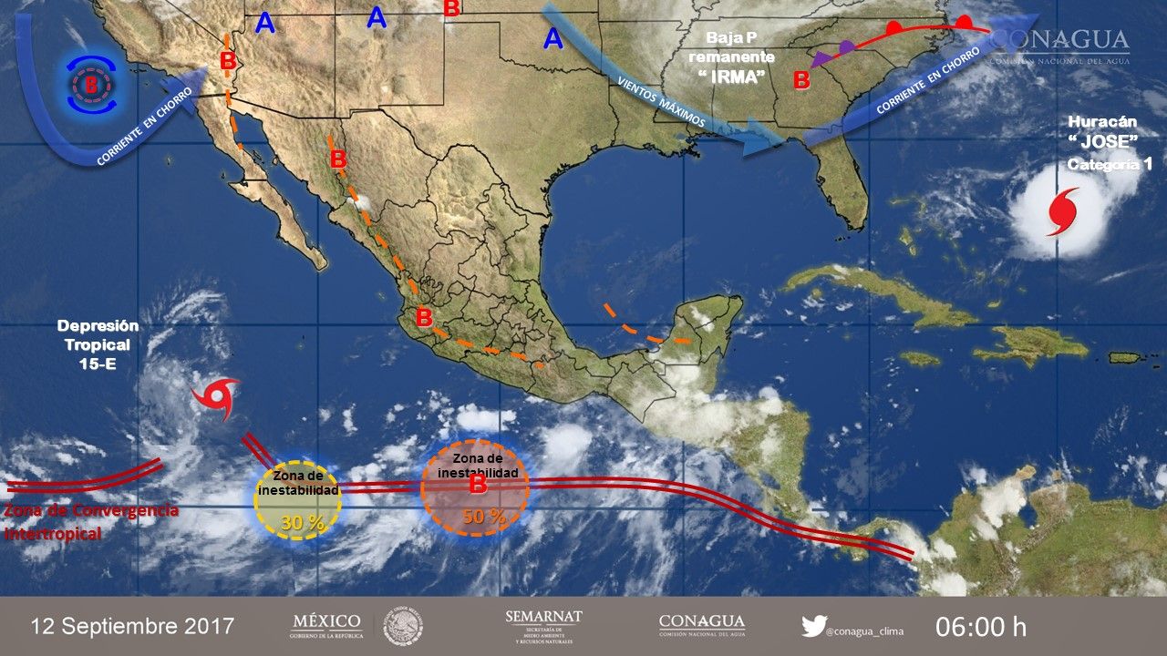 Tormentas fuertes afectarán el occidente y sureste del país - 1209