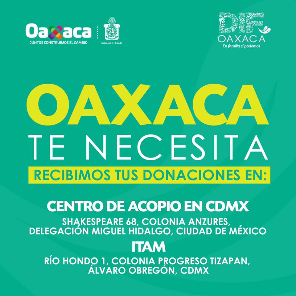 Centros de acopio en la Ciudad de México para apoyar a Oaxaca y Chiapas - 21462505_10159331652500611_9097341433749581780_n