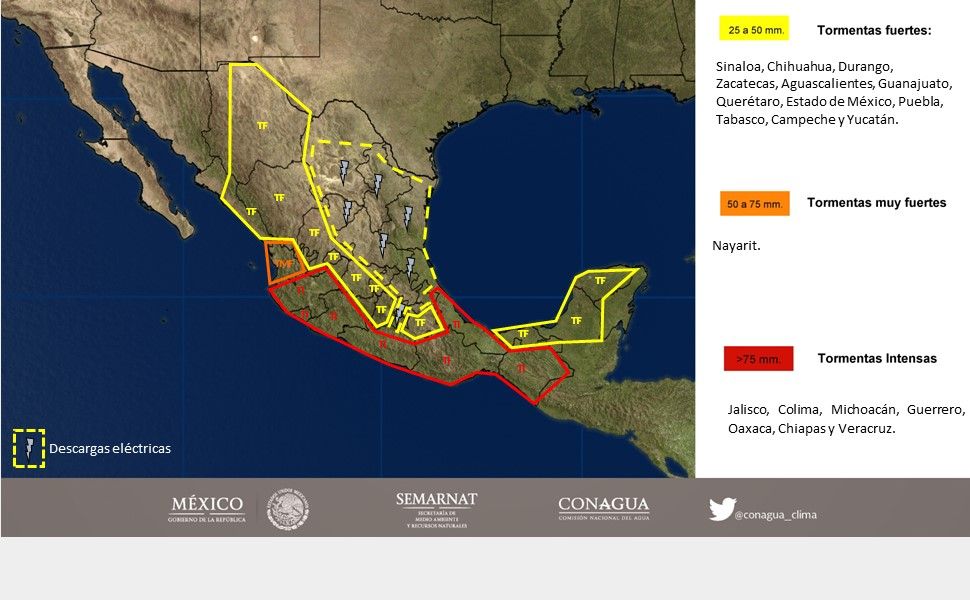 Tormentas afectarán la mayor parte del país - 2409-2