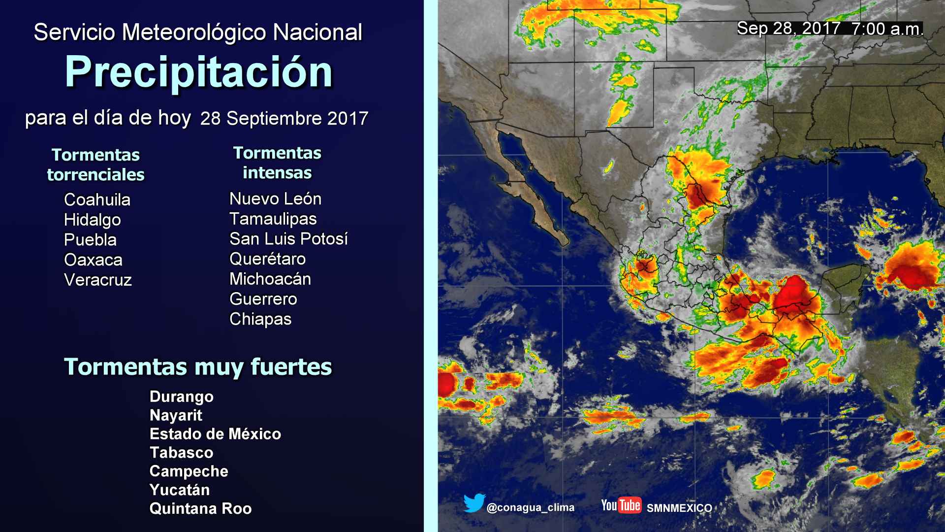 Continuarán las tormentas en gran parte del país - 2809-2
