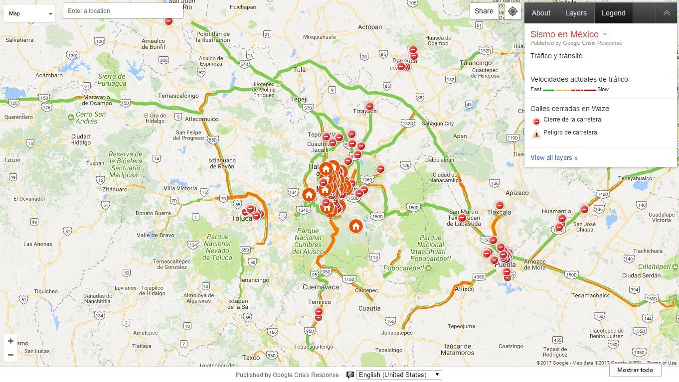 Google activa mapa de crisis tras sismo