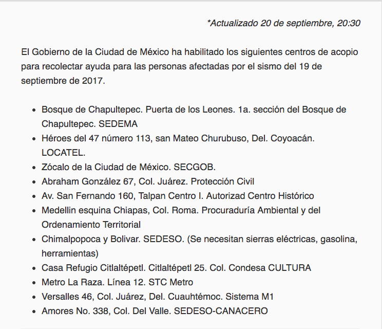 Centros de acopio y albergues en la Ciudad de México - Captura-de-pantalla-2017-09-21-a-las-07.51.59