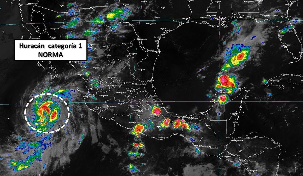 Norma asciende a huracán categoría 1