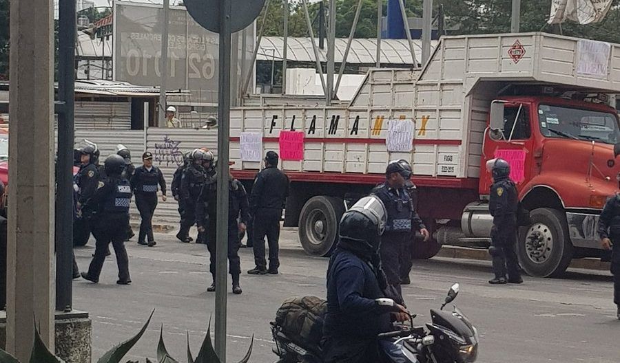 Manifestación de gaseros termina en riña y deja tres policías lesionados